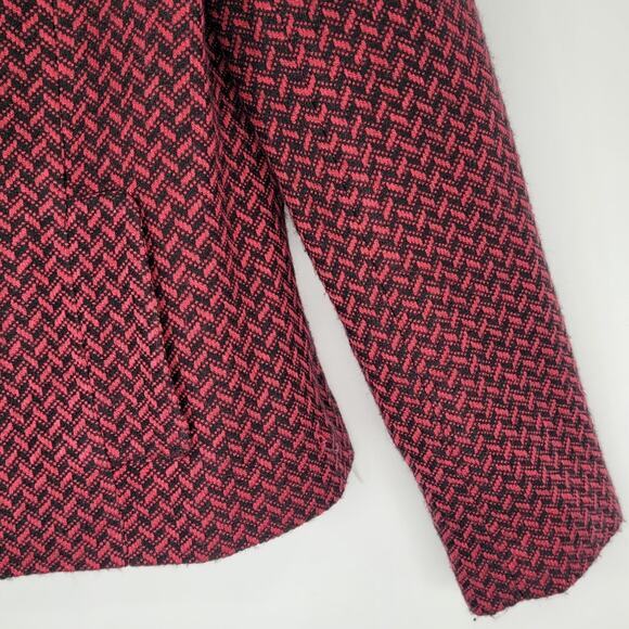 JM Collection Vintage Pink Black Herringbone Coquette 2 Button Jacket - Picture 9 of 14